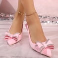 thumbnail image 3 of SCHUHLAND Hot Pink Crystal Bowtie Sling Back Pumps for Women, Luxury Pointed Toe High Heels (7.4cm) for Dress/Party, Summer, 3 of 16