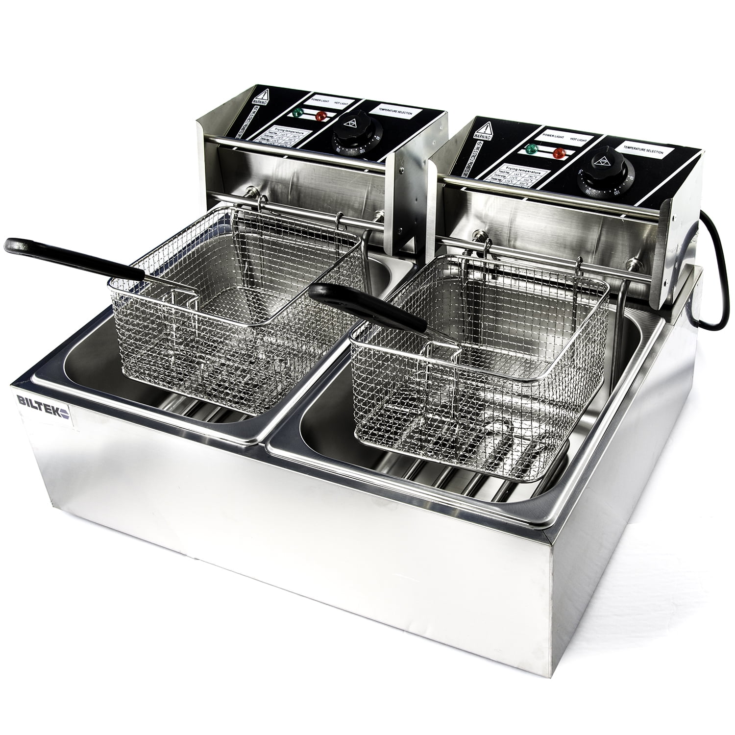 Biltek Commercial Deep Fryer Electric Countertop Dual Tank Basket 11L