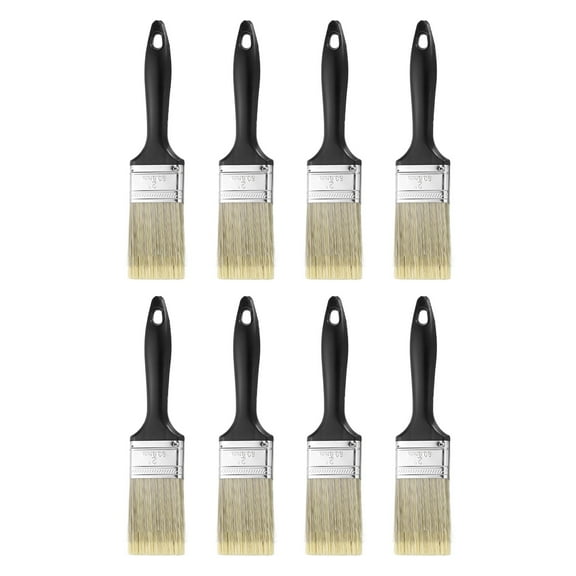 Uxcell 8pcs Flat Paint Brush 2" Plastic Grip Synthetic Bristle Paintbrushes for Wall Cabinet Decks Fences Painting