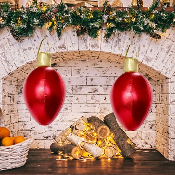 REZUOFI 2 Pcs 2 Pcs Waterproof PVC Inflatable Christmas Ball Decor with Built-in Light, Outdoor Lawn Porch Tree Decoration