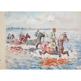 thumbnail image 3 of Ivan Ivanec 14x11 Black Modern Framed Museum Art Print Titled - Military on Horses Crossing the River (1918-1920), 3 of 5