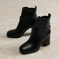 thumbnail image 4 of BURUDANI Women's Suede Buckle Strap Block Heel Ankle Boots, 4 of 5