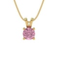 thumbnail image 3 of 0.5 ct Brilliant Round Cut Solitaire VVS1 Genuine Pink Zircon Solid 18k Yellow Solid Gold Everyday Affordable Designer Necklace Pendant with 16" Solid Gold Chain by Clara Pucci, 3 of 6