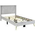 thumbnail image 6 of Woodpeckers Furniture and Mattress Platform Bed with Corduroy Upholstery and Gold Metal Legs (Grey, Twin), 6 of 6