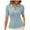 Light Blue, variant on AherBiu Business Casual Tops for Women Quarter Zipper Lapel V Neck Short Sleeve Slim Fitted Shirts Blouse