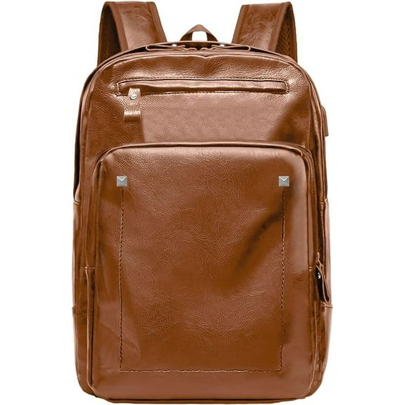 Mochila Antirrobo Bluelander de Cuero Sintético con Puerto USB, Café Bluelander Mochila antirrobo para laptop