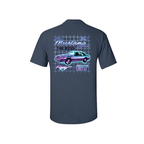Trenz Shirt Company Ford Mustang GT The Boss Classic Ford Short Sleeve T-shirt-Blue Dusk-Small
