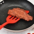 thumbnail image 2 of LHX  Silicone Fish Spatula, Non-Stick Large Slotted Flipper Turners, High Heat Resistant Kitchen Cookwares for Frying, Cooking Seafood, Meat, Eggs, Omelets, Pancakes, Burgers(2pcs, black+red), 2 of 5
