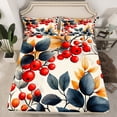 thumbnail image 2 of Cartoon Pomegranate Full Size Bedding Set,Fall Autumn Gray Golden Leaves Bed Sheets Set,Fruit Theme Flat Fitted Sheet,Watercolor Botanical Plants Bed Set Fitted Sheet 2 Pillowcases, 2 of 6