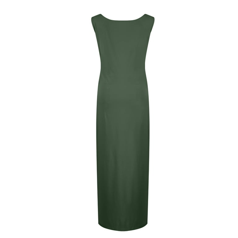 Gwndhtbl Women's Full Slips Cami Long Spaghetti Strap Under Dress Green M, Size: Medium