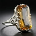 thumbnail image 2 of Women's Champagne Luxury Huge Vintage Citrine Cocktail  Ring Art Deco Jewelry Engagement Gift Ring, 2 of 4