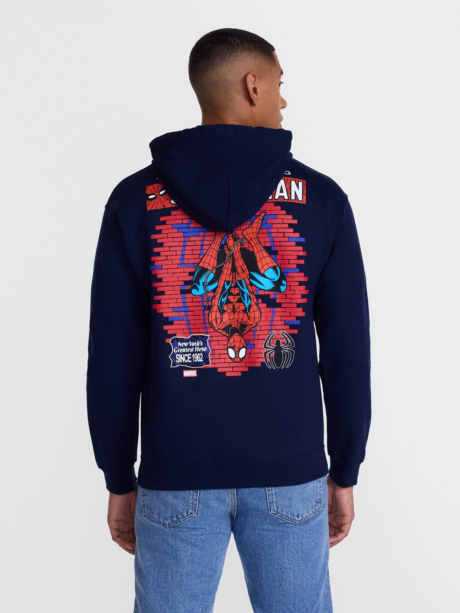 Marvel Spider-Man Men's and Big Men's Front Back Graphic Cotton Hoodie, Sizes S-3XL