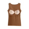 thumbnail image 5 of Women's Padded Tank Top Wide Strap Built-in Bra, Slim Fit Sleeveless Summer Vest, Solid Color Base Layer, Shoulder Shaping Ribbed Shirt, Breathable Camisole, 5 of 7