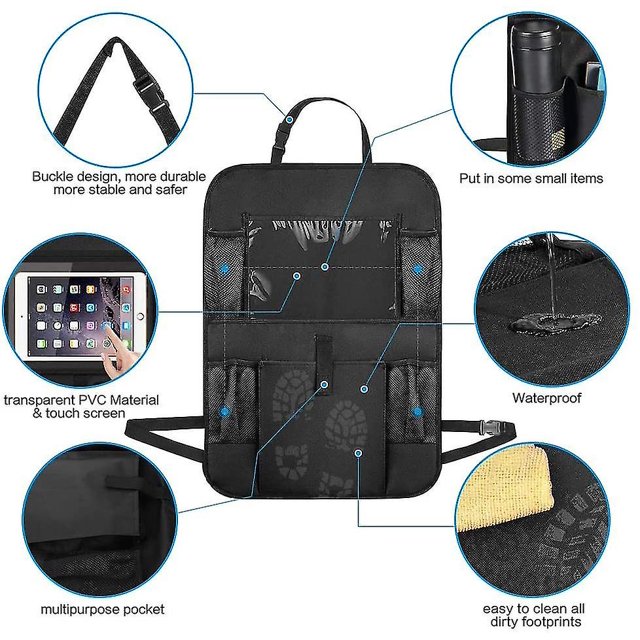 Car Backrest Protection, 2 Pieces Car Back Seat Organizer For Children, Large Pockets And Ipad/tablet Compartment, Waterproof Car Seat Protector, Kick