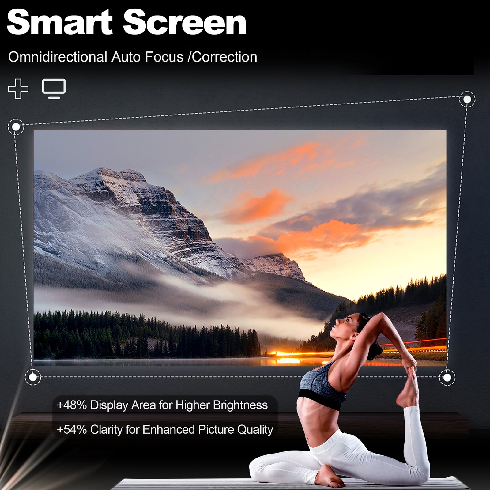 Follu M9 1080P Smart Projector Supported 3D 4K, Home Theater Projector with Wi-Fi and Bluetooth, Mirroring,Auto Focus Correction