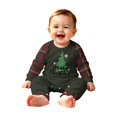 thumbnail image 3 of Family Christmas Pajamas Matching Sets, Burgundy Raglan Sleeve Tree Top & Green Plaid Pants 2 Piece Soft Holiday Christmas Pjs Lounge Set, 3 of 5