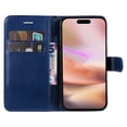 thumbnail image 3 of for iPhone 16 Wallet Case, with Credit Card Holder and Wrist Strap, RFID Blocking PU Leather Flip Magnetic Cell Phone Cover Case for iPhone 16, Blue, 3 of 8