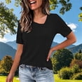 thumbnail image 4 of Yrmaups Loose Fit Short Sleeve T Shirt for Women, Casual Crewneck Top, Soft Stretch Tee for Travel Office Home Daily Wear, Black XL, 4 of 5