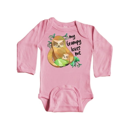 

Inktastic My Grampy Loves Me Cute Sloth and Baby Gift Baby Boy or Baby Girl Long Sleeve Bodysuit