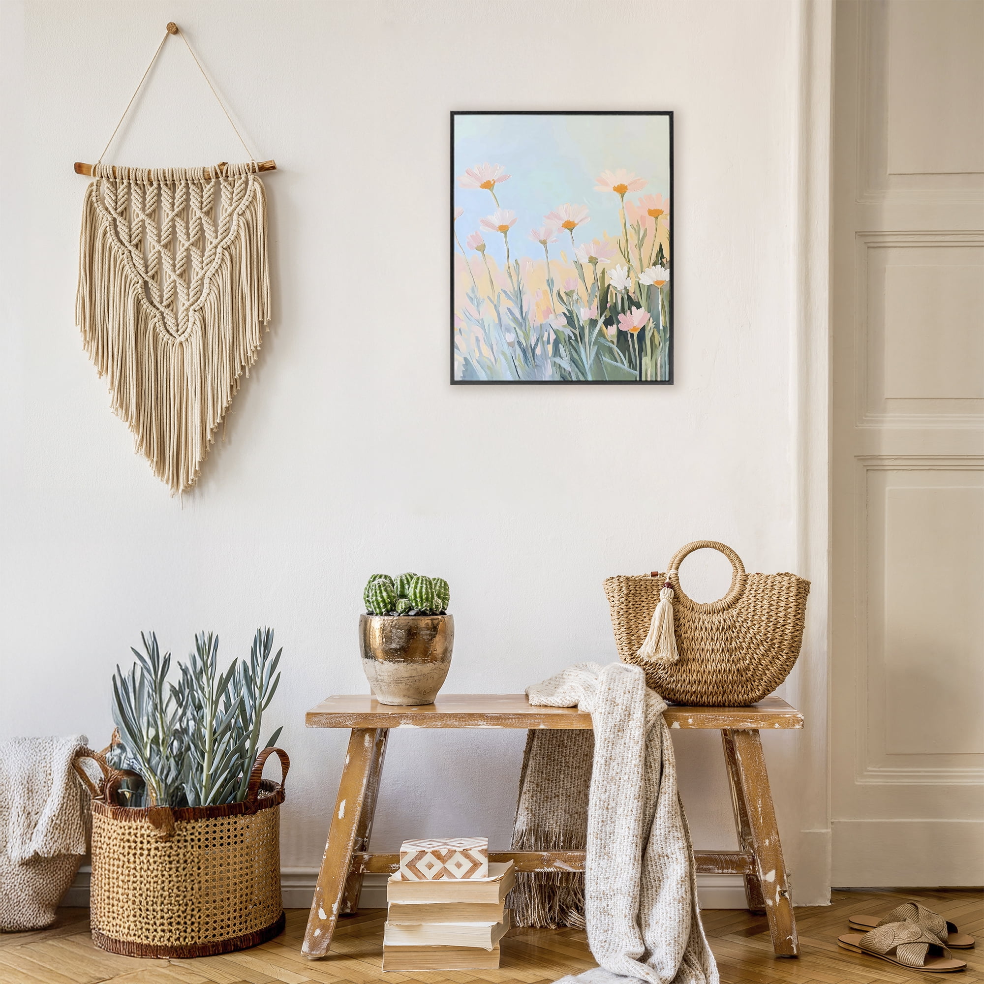 Stupell Industries Pastel Meadow Daisies at Dawn Black Framed Giclee Art, design by The Prints Vibe