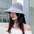 thumbnail image 2 of Hontri Sun Hat in Sale, Women's Outdoor Visor with Wavy Edge, Empty Top Hat, Travel Beach Sun Hat, Rolled Edge, Large Brim Straw Hat Beach Hat, 2 of 4
