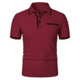 thumbnail image 4 of Camisas de Vestido de los Hombres Manga Corta Color Sólido Casual Bolsillo Cuello de Vuelta, Blusa de Moda para el Trabajo Y el Golf, 4 of 7