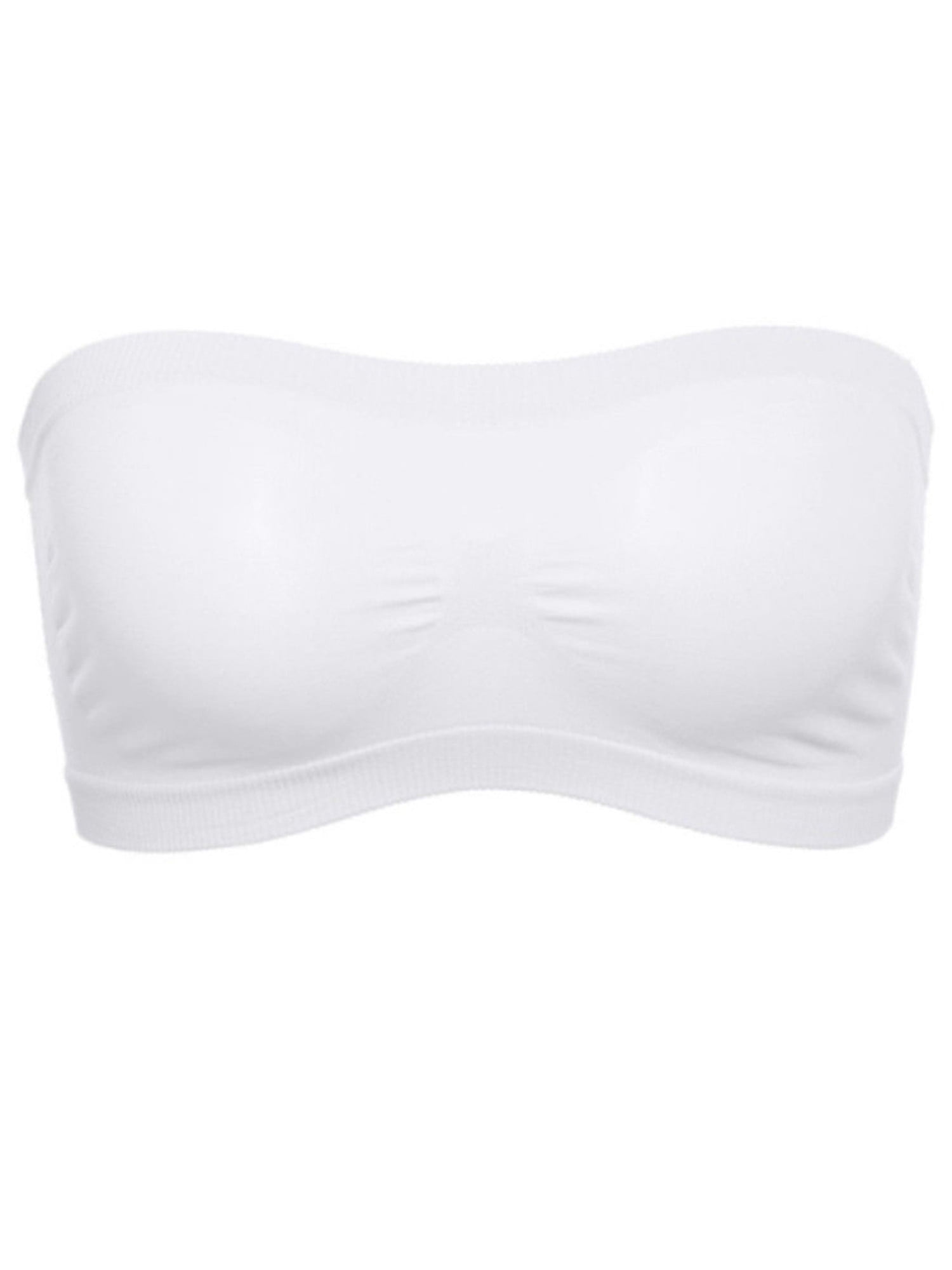 FOCUSNORM Women Bandeau Bra Padded Strapless Brarette Soft Crop Seamless Bandeau Tube Top