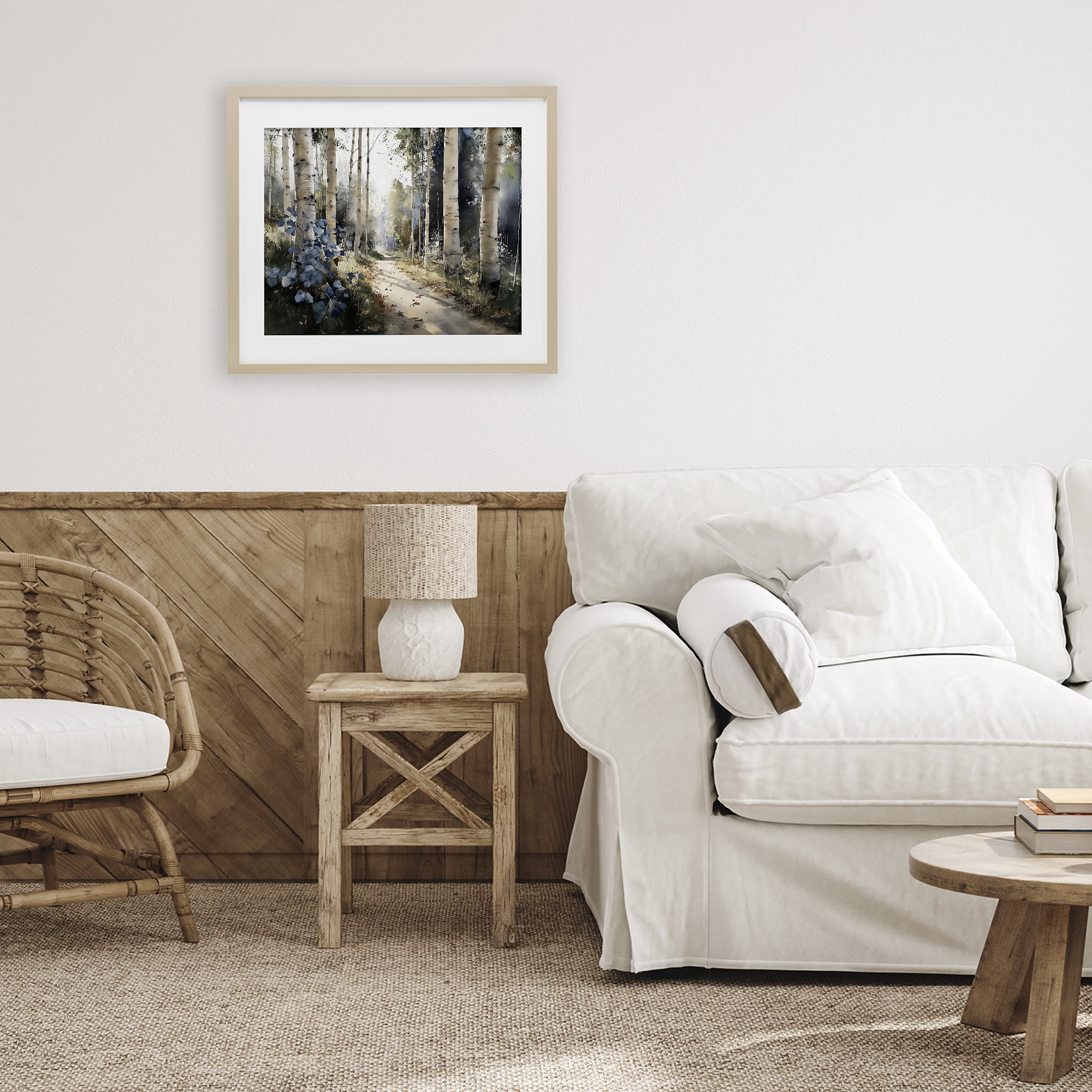 Stupell Industries Blue Birch Sunlit Forest Birch Framed Print Under Glass, design by Franklyn Gregory