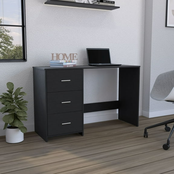 Dtwnek Writting Desk with 3 Drawers, Black