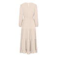 thumbnail image 5 of felwors Women's Fall Long Sleeve Maxi Dresses 2025 Crew Neck Swiss Dot Tiered Flowy A Line Casual Boho Party Dress Beige, L, 5 of 5