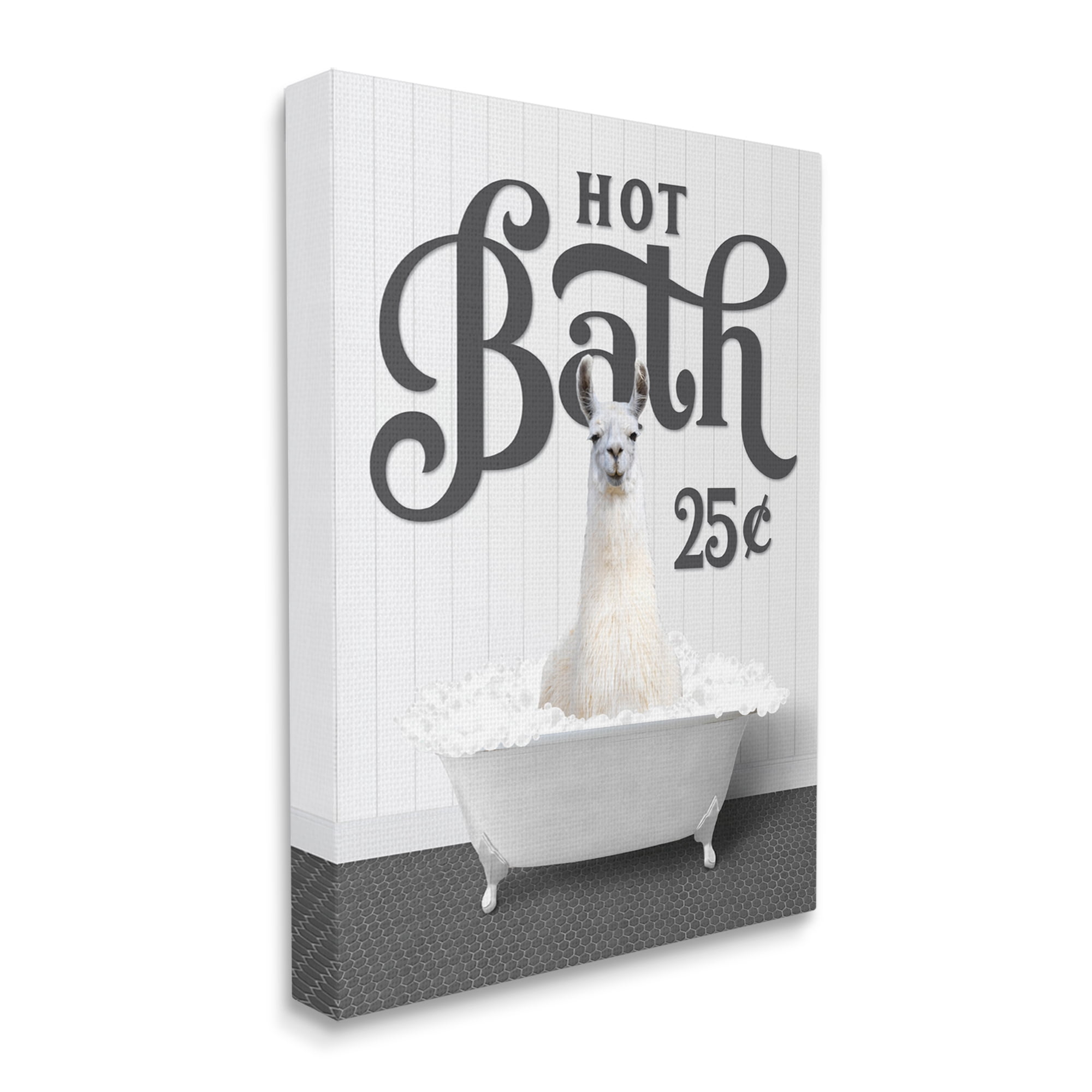 Stupell Industries Vintage Hot Bath Llama Animals & Insects Painting Gallery Wrapped Canvas Print Wall Art, 24 x 30