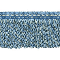 3" (7.5cm) Veranda Collection Fancy Knitted Bullion Fringe Trim # BFV3,, Polar Blue #VNT24 (Turquoise Blue, Dark Blue, White Ivory) Sold By The Yard (36"/3 ft/0.9m)