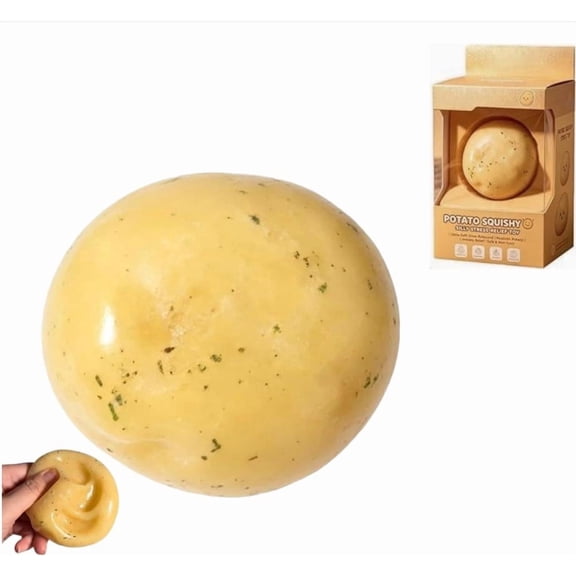 Potato Squishy Stress Ball Food Handmade Fidget Realistic Mashed Shapeable Squeeze Soft Slow Non Rebound Anxiety Relief Sensory Tool (Brown)