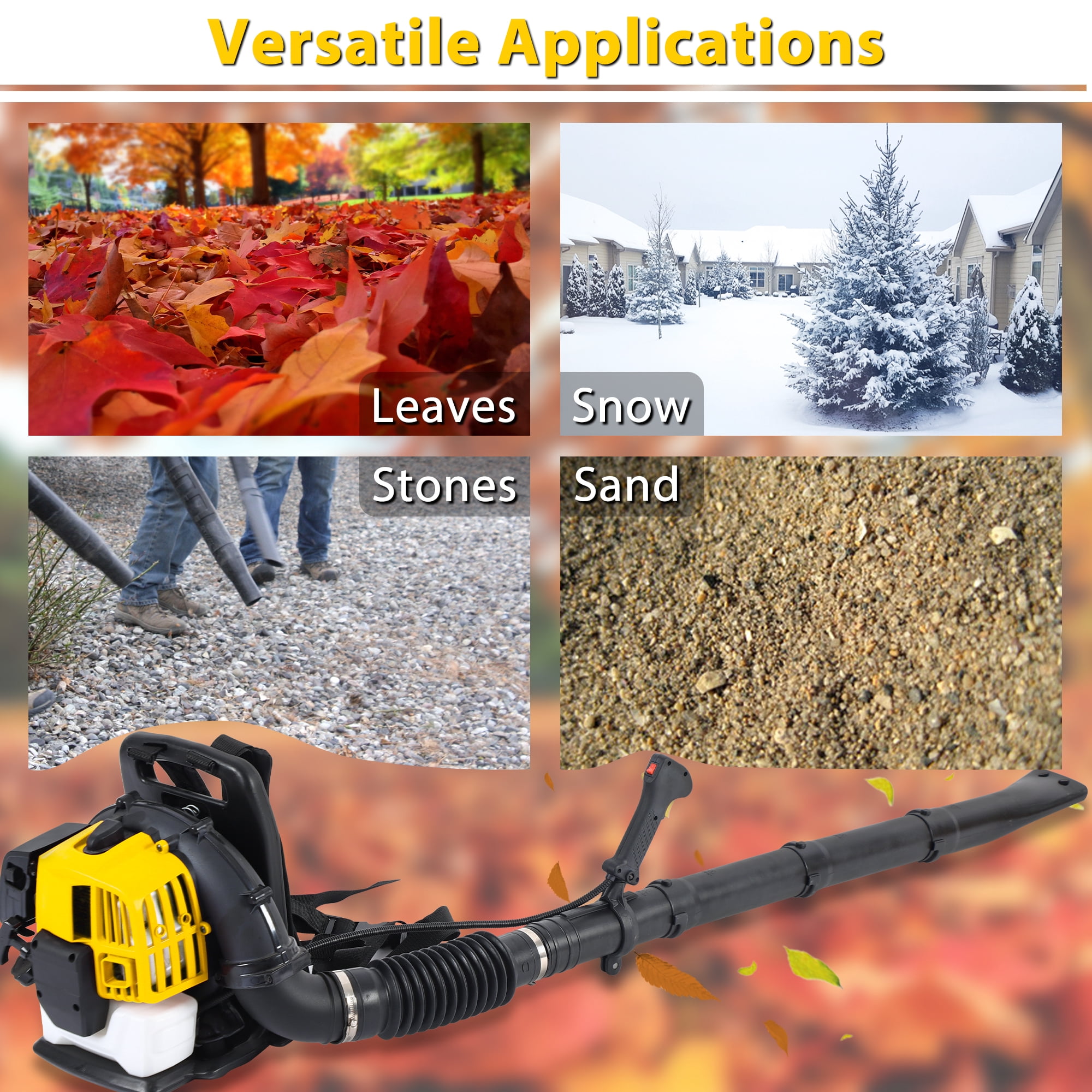 SESSLIFE Backpack Gas Powered Leaf Blower, 52CC 2 Stroke, EPA Passed, TE2788