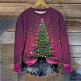 thumbnail image 4 of VKOYWKM Womens Christmas Tree Print Sweatshirts Long Sleeve Crew Neck Merry Christmas Sweatshirts Xmas Holiday Party Pullover Sweatshirt, 4 of 6
