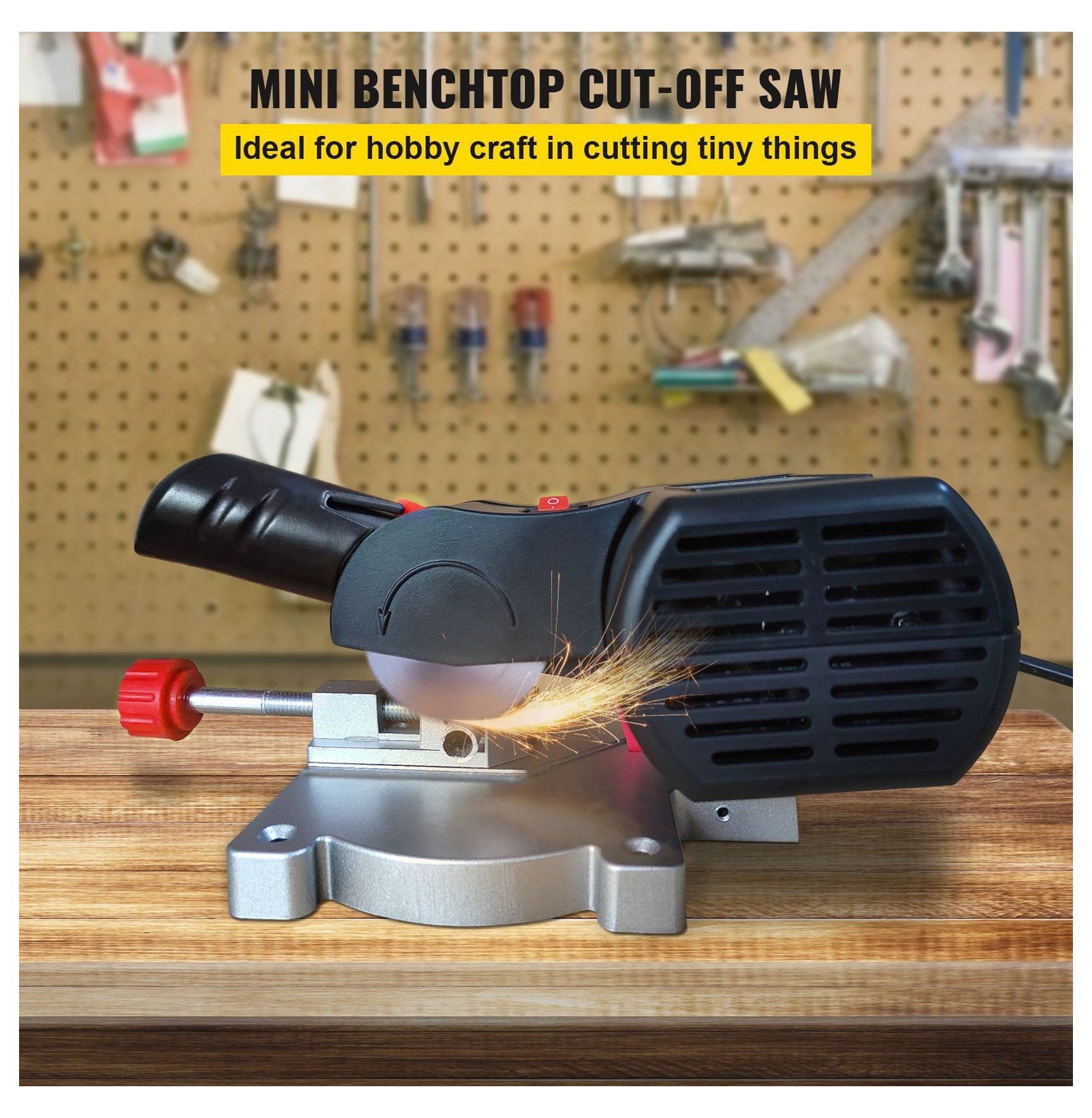 Mini Miter Saw, 2-5/16" Cut-Off Chop Saw with 2 Blades, 0-45° Adjustable, 1/2" Cutting Depth for Wood, Aluminum, Copper, DIY Hobby Craft