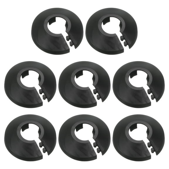 8Pack 16mm Flange Pipe Cover Decoration, PP Plastic Radiator Escutcheon, Black