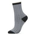 thumbnail image 2 of MeMoi Women's Houndstooth Lace Cuff Crew Socks - Womens - Female, 9-11, Black-Red, 2 of 6