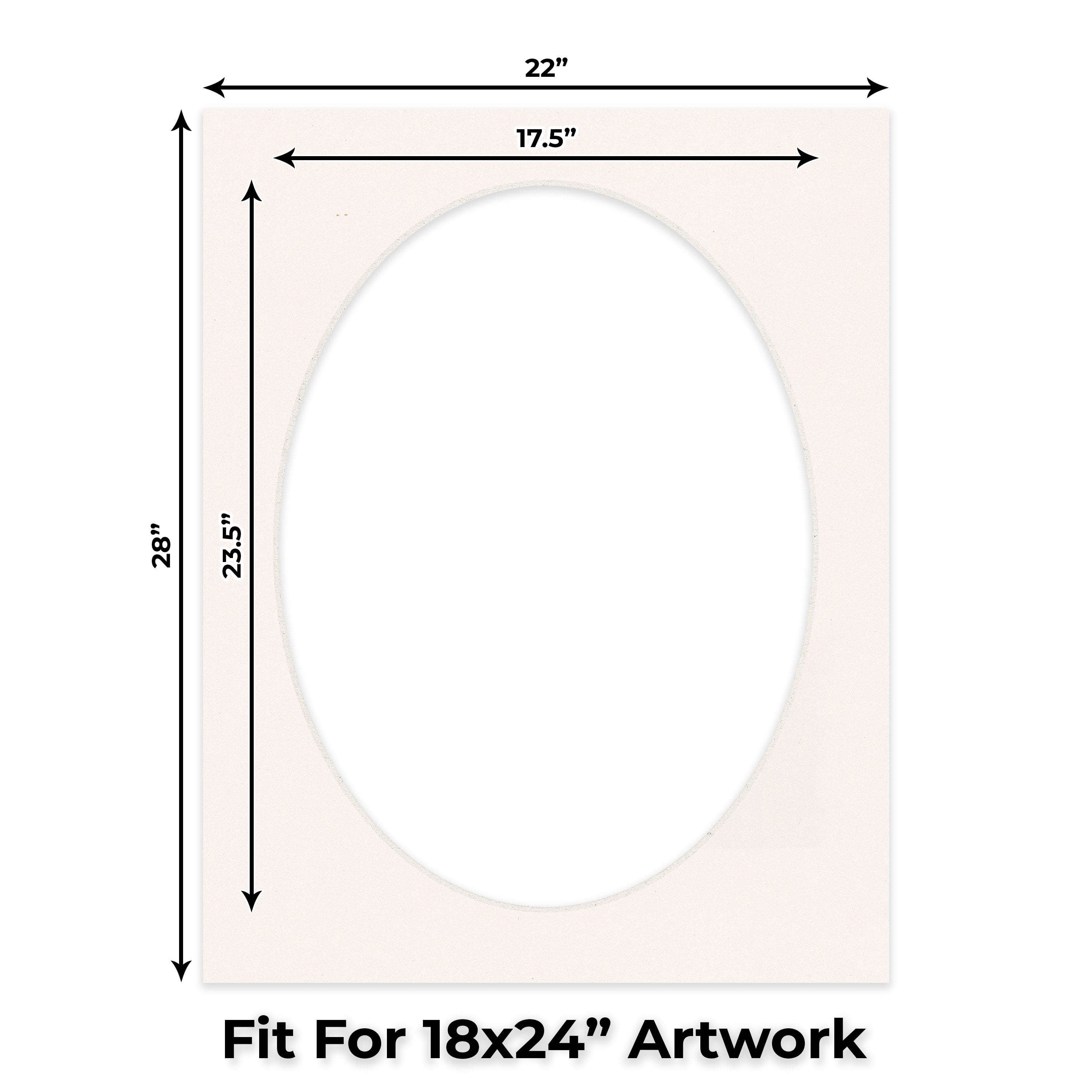Silver Mist Picture Frame Mat for 22x28 Frames - Oval Opening for 18x24 Photos - 50 Mats