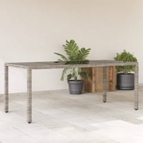 vidaXL Patio Table with Glass Top Gray 74.8"x35.4"x29.5" Poly Rattan