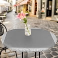 thumbnail image 6 of Grey Geometric Round Tablecloth for 45-54 Inch Tables,Fitted Table Cover with Elastic Edge,Bohemia Tribal Farm Tribal Patterned Waterproof Outdoor Table Cloth Protector for Patio Garden Dinner Picnic, 6 of 9
