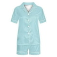 thumbnail image 4 of Diufon Womens Pajamas 2 Pc Lapel Button Short Sleeve Tops with Pockets Elastic Waist Shorts Lounge Set, 4 of 4