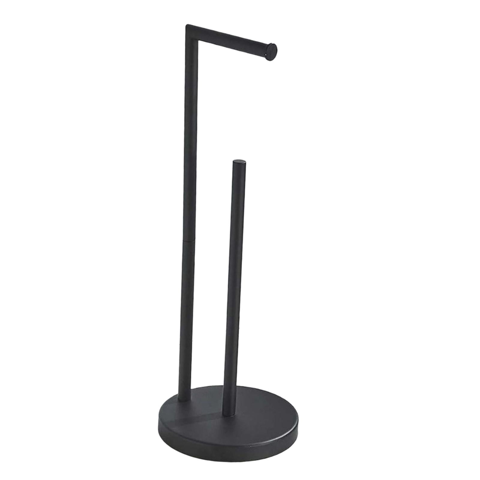 Fiocias Toilet Paper Holder Stand Bathroom Rustproof Floor Holds 3 Rolls Stainless Steel Black