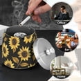 thumbnail image 4 of Yayeee Ashtray with Lid for Cigarette Smokeless Stainless Steel Home Ash Holder, Black Sunflower Pattern, 4 of 7