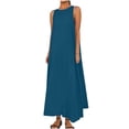 thumbnail image 2 of Summer Dresses for Womens 2025 Plus Size Fashion Bohemia Casual Round Neck Sleeveless Solid Beach Sundresses Boho Dress Dresses, 2 of 8