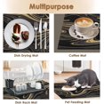 thumbnail image 6 of Coffee Mat for Countertops, Black Gold Marble Texture Dish Drying Mat 2 Pcs for Kitchen Coffee Bar Accessories, Coffee Maker Espresso Machine Dish Rack Hide Stain Rubber Backed 12x19In, 6 of 6