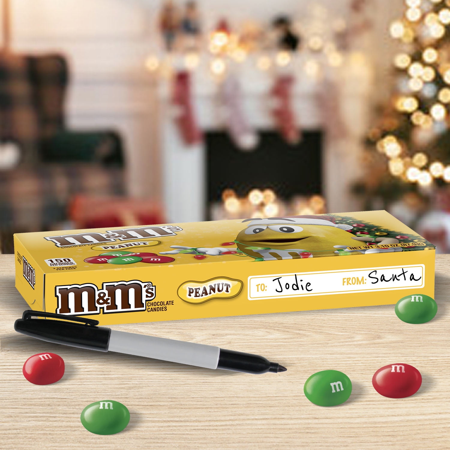 M&M's Peanut Chocolate Candy Yard-Long Christmas Gift Box 18 ct