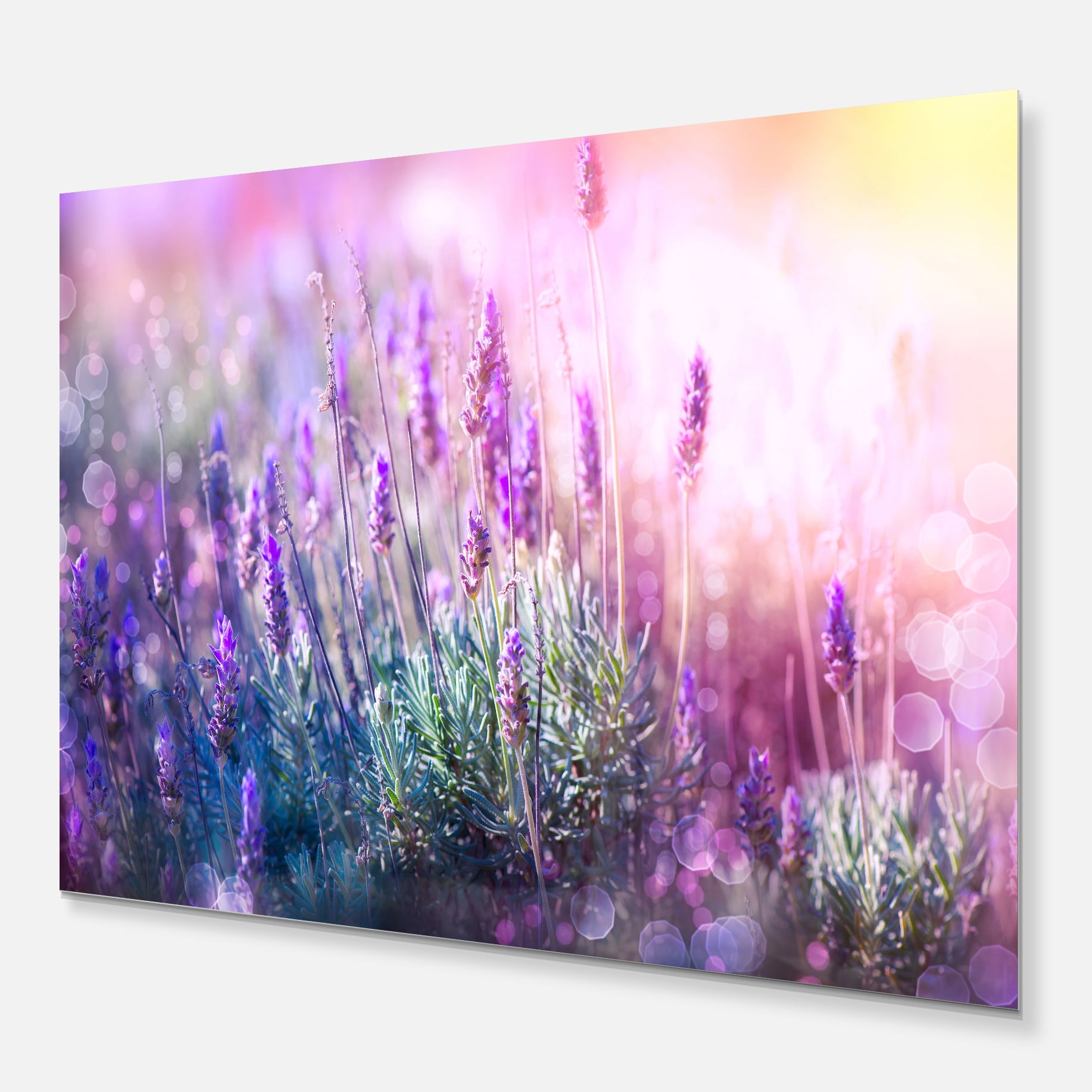 Designart 'Growing and Blooming Lavender ' Floral Metal Wall Art