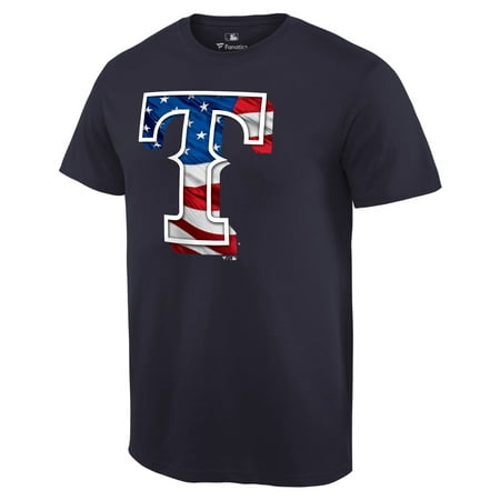 Texas Rangers Fanatics Branded 2019 Stars & Stripes Banner Wave Logo T-Shirt -