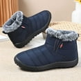 thumbnail image 6 of Gyexs Womens Snow Boots Ankle Booties Waterproof Winter Warm Furry Boots Synthetic Leather Side Zip Fashion Boots, Blue, Size 8, 6 of 7